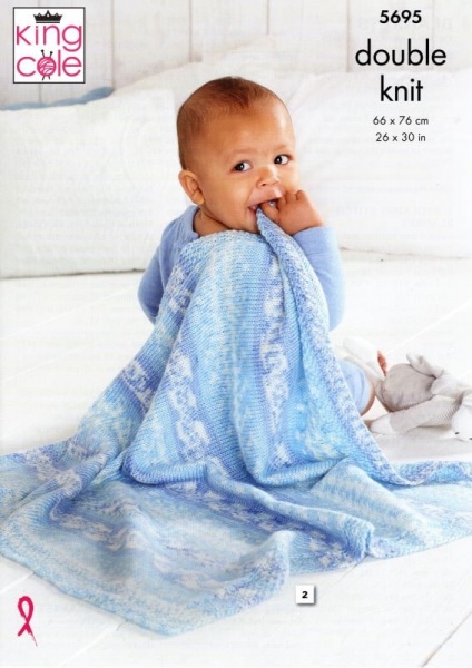 Knitting Pattern King Cole 5695 Fjord DK Baby Blankets